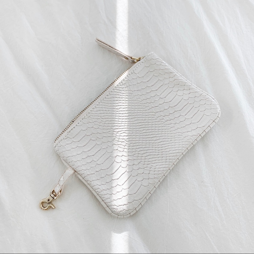 Faux snake skin zip pouch